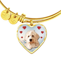Goldendoodle Print Luxury Heart Charm Bangle-Free Shipping - Deruj.com