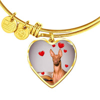 Pharaoh Hound Print Luxury Heart Charm Bangle-Free Shipping - Deruj.com