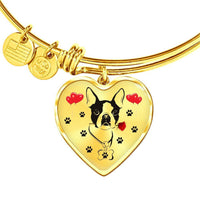 Cute Boston Terrier Print Heart Pendant Luxury Bangle-Free Shipping - Deruj.com