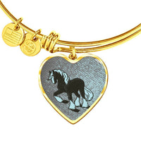 Clydesdale Horse Print Heart Pendant Luxury Bangle-Free Shipping - Deruj.com