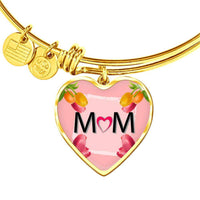 "MOM" Print Heart Pendant Luxury Bangle-Free Shipping - Deruj.com