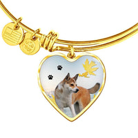 Cute Norwegian Lundehund Print Luxury Heart Charm Bangle-Free Shipping - Deruj.com