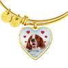 Irish Red and White Setter Print Luxury Heart Charm Bangle-Free Shipping - Deruj.com