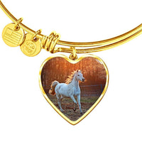 Lovely Thoroughbred Horse Print Luxury Heart Charm Bangle-Free Shipping - Deruj.com