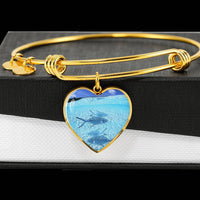 Fish Print Luxury Heart Charm Bangle-Free Shipping - Deruj.com