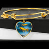 Butterfly Koi Fish Print Heart Pendant Luxury Bangle-Free Shipping - Deruj.com