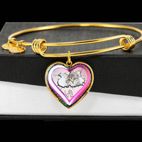 Cute Painted Cat Print Heart Pendant Bangle-Free Shipping - Deruj.com