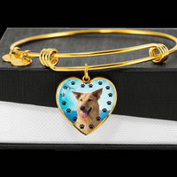 Chinook Dog Print Luxury Heart Charm Bangle-Free Shipping - Deruj.com