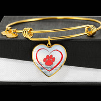 Red Paw Print Luxury Heart Charm Bangle-Free Shipping - Deruj.com