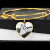 Alaskan Malamute Print Heart Pendant Luxury Bangle -Free Shipping - Deruj.com