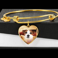 Cute Jack Russell Terrier Print Luxury Heart Charm Bangle-Free Shipping - Deruj.com