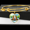 Basset Hound Dog Vector Print Heart Pendant Bangle-Free Shipping