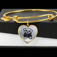 Cute Dog Art Print Heart Pendant Luxury Bangle-Free Shipping - Deruj.com