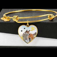 Cute Norwegian Lundehund Print Luxury Heart Charm Bangle-Free Shipping - Deruj.com