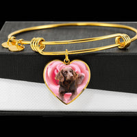 Boykin Spaniel Print Luxury Heart Charm Bangle-Free Shipping - Deruj.com