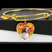 Cute Irish Red and White Setter Print Luxury Heart Charm Bangle-Free Shipping - Deruj.com