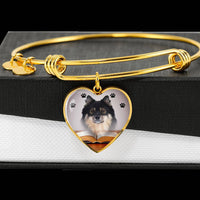 Finnish Lapphund Print Luxury Heart Charm Bangle-Free Shipping - Deruj.com