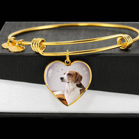 English Foxhound Print Luxury Heart Charm Bangle-Free Shipping - Deruj.com