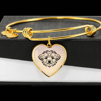 Maltese Dog Vector Art Print Heart Pendant Bangle-Free Shipping - Deruj.com