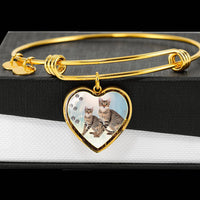 Savannah Cat Print Heart Pendant Bangle-Free Shipping - Deruj.com