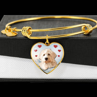 Goldendoodle Print Luxury Heart Charm Bangle-Free Shipping - Deruj.com