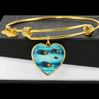 Achilles Tang Fish Print Heart Pendant Luxury Bangle-Free Shipping - Deruj.com