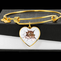 Amazing Cat Art Print Heart Pendant Bangle-Free Shipping - Deruj.com