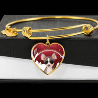 Chihuahua Print Heart Charm Bangle-Free Shipping - Deruj.com