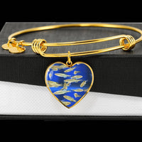 Zebrafish Fish Print Luxury Heart Charm Bangle-Free Shipping - Deruj.com