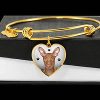 Cute Pharaoh Hound Print Luxury Heart Charm Bangle-Free Shipping - Deruj.com
