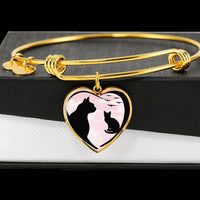Cat Vector Art Print Heart Pendant Bangle-Free Shipping - Deruj.com