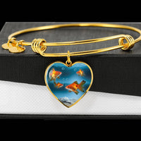Common Goldfish Print Heart Pendant Luxury Bangle-Free Shipping - Deruj.com