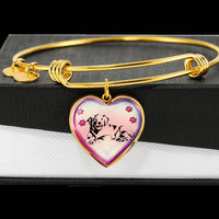 Golden Retriever Dog Print Heart Pendant Bangle-Free Shipping - Deruj.com