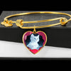 Cute White Kitten Cat Print Heart Pendant Bangle-Free Shipping - Deruj.com