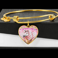 Creamy Unicorn Print Heart Pendant Luxury Bangle-Free Shipping - Deruj.com