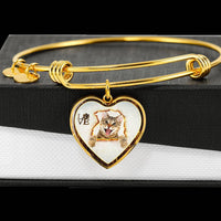 Lovely Bengal Cat Print Heart Pendant Bangle-Free Shipping - Deruj.com