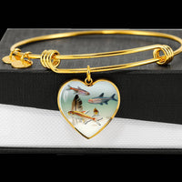 Glowlight Tetra Fish Print Heart Pendant Luxury Bangle-Free Shipping - Deruj.com