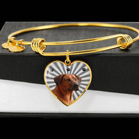 Rhodesian Ridgeback Print Luxury Heart Charm Bangle-Free Shipping - Deruj.com