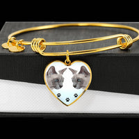 Tonkinese Cat Print Heart Pendant Luxury Bangle-Free Shipping - Deruj.com
