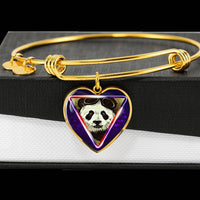Cute Panda Art Print Heart Pendant Bangle-Free Shipping - Deruj.com