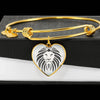 Lion Black&White Art Print Heart Pendant Bangle-Free Shipping - Deruj.com