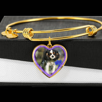 English Toy Spaniel Dog Print Heart Pendant Bangle-Free Shipping - Deruj.com