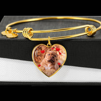 Bordeaux Mastiff Print Luxury Heart Charm Bangle-Free Shipping - Deruj.com