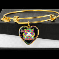 Colorful Cat Print Heart Pendant Bangle-Free Shipping - Deruj.com