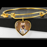 Australian Silky Terrier Dog Print Heart Pendant Bangle-Free Shipping - Deruj.com