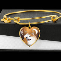 Akita Print Luxury Heart Charm Bangle -Free Shipping - Deruj.com
