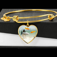 Mollies Fish Print Heart Pendant Luxury Bangle-Free Shipping - Deruj.com