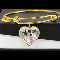 Jack Russell Terrier Print Luxury Heart Charm Bangle-Free Shipping - Deruj.com