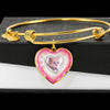 Cute Kitten Print Heart Pendant Bangle-Free Shipping - Deruj.com