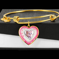 Cute Kitten Print Heart Pendant Bangle-Free Shipping - Deruj.com